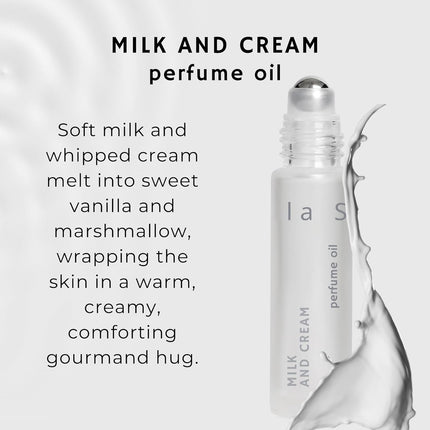 Milk and Cream Perfume Roller (Vanilla, Coconut Cream, Marshmallow) Clean Unisex Gourmand Fragrance Oil - 10ml Lactonic Roll On