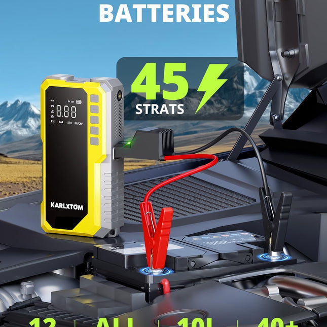 Car Battery Jump Starter with Air Compressor, 4500A Portable Car Jump