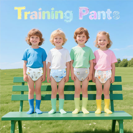 Upairy Potty Training Pants Cotton Absorbent Training Underwear for Toddler Boy and Girls 2T-5T,Soft Absorbent & Leak-Proof with Characters(4PCS,S)