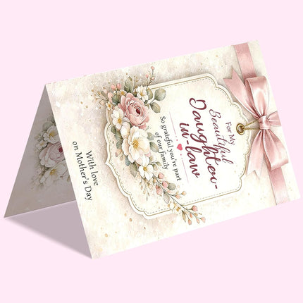 Beixian Mother's Day Card for Daughter in Law, Mother's Day Gift for Daughter in Law, Floral Greeting Card for Family