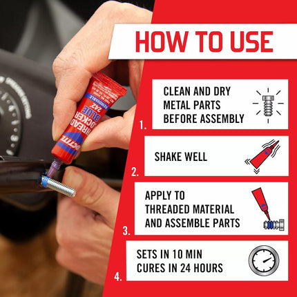 Loctite Threadlocker Blue 242 - Removable Thread Lock Glue for Nuts, Bolts, & Fasteners, Medium Strength Screw Glue to Prevent Loosening & Corrosion - 6 ml, 1 Pack