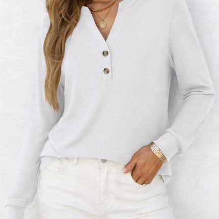 Camisas de otoño para mujer, top Henley de manga larga, blusa casual elegante