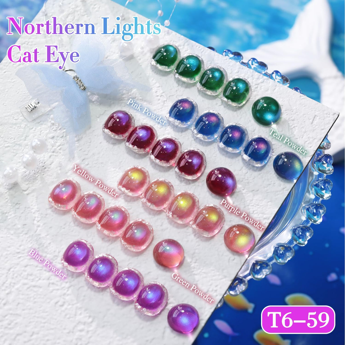 Glass Galaxy Green Magnetic Cat Eye Gel Polish Set of 6 - photo 4