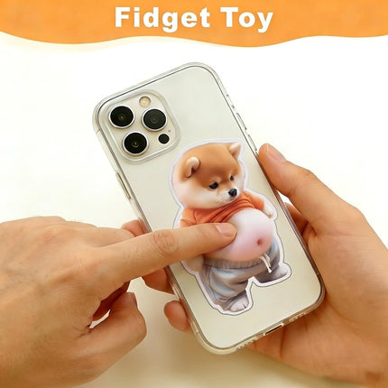 3D Shiba Inu Dog Belly Sticker,Door Stopper Wall Protector，Quiet, Shock Soft Rubber,Wall, Doorknobs, Refrigerator Door, Cabinets from Damage 2PCS (a(2PCS))