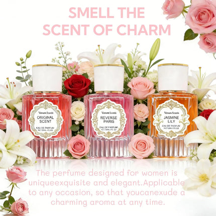 3PCS Pheromones for Women, Jasmine Lily & Peony Long-Lasting Floral Perfume Collection (30ml Each)