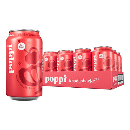 Sparkling Prebiotic Soda Beverage with Apple Cider Vinegar, Seltzer Water and Fruit Juice, Shirley Temple, 12 Fl Oz, Pack of 12