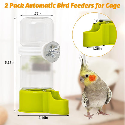 Automatic Bird Water Dispenser 2 Pcs No Mess Parrot Cage Water Feeder Drinker Suspended Bird Drinking - photo 2