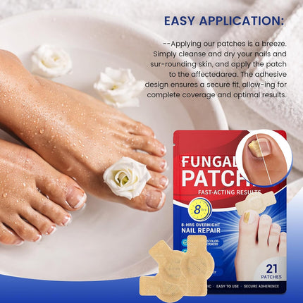 Toenail Fungus Treatment Extra Strength - 21 Pcs Fungal Nail Patches, 8-Hour Firm Adhesion, Nail Repair for Damaged Nails, Overnight Renewal for Men & Women (1 Count (Pack of 21))