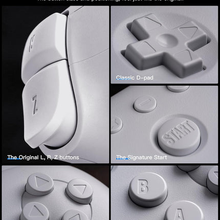 8Bitdo 64 Bluetooth Controller for Analogue 3D, Switch, Switch 2, Windows PC, and Android (White)