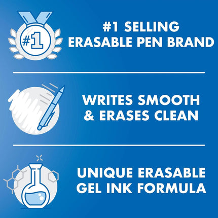 Erasable Pens, Refillable & Retractable Gel Ink Pens, Fine Point 0.7 mm, Black Ink, 3-Pack - Ideal for School, Journaling, & Office Writing