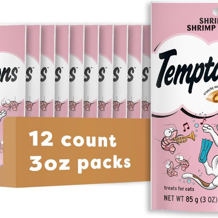 Temptations Cat Treats, Classic Crunchy and Soft Cat Treats, Shrimpy Shrimp Flavor, 3 oz. Pouch (Pack of 12)