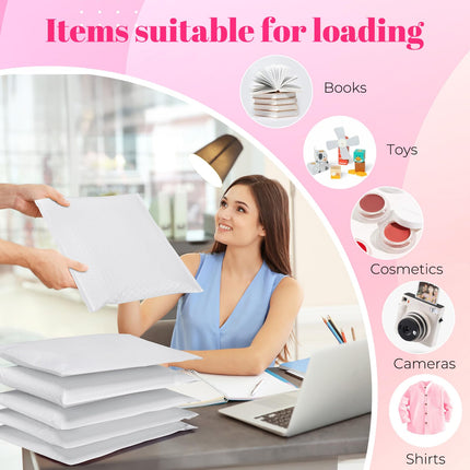 Bubble Mailers 10x13" Padded Envelopes White 40 Pack Waterproof