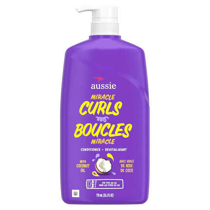 Aussie Miracle Curls Conditioner with Coconut Oil, Paraben Free, 26.2 oz