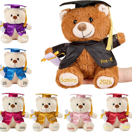 TNYKER Custom Graduation Bear 2026 Personalized Name Graduation Stuffed Animal Monogrammed Graduation Plush PreK Kindergarten High School College Grad Gifts for Kids Her Him