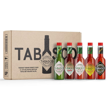 TABASCO Brand Hot Sauce Variety Pack, Gift Set Includes Five Different 5 Fl Oz Tabasco Hot Sauce Flavors, Perfect for Eggs, Pizza, Tacos, and More, 25 Fl Oz (Pack of 5)