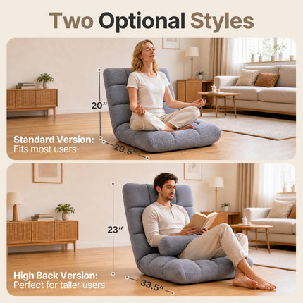 Folding Floor Chair with Back Support, 6 Adjustable Position