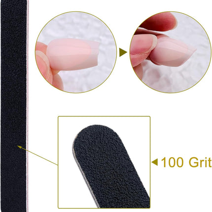 HeeYaa Nail File 10 PCS Professional Double Sided 100/180 Grit Nail Files Emery Board Black Manicure Pedicure Tool and Nail Buffering Files