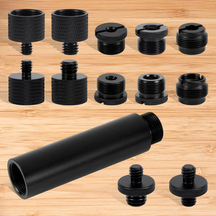 13pcs Microphone Stand Adapter Screws with Extension Tubes, Aluminum Alloy 3/8" to 5/8" & 1/4" Thread Converters Mic Screw Adapter Accessories for Mic Boom Arm Mount Camera Tripod Fill Light