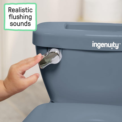 Ingenuity My Size Potty Pro in Blue, Infant Potty Training Toilet, Lifelike Flushing Sound, for Ages 18 Months, Up to 50 Pounds