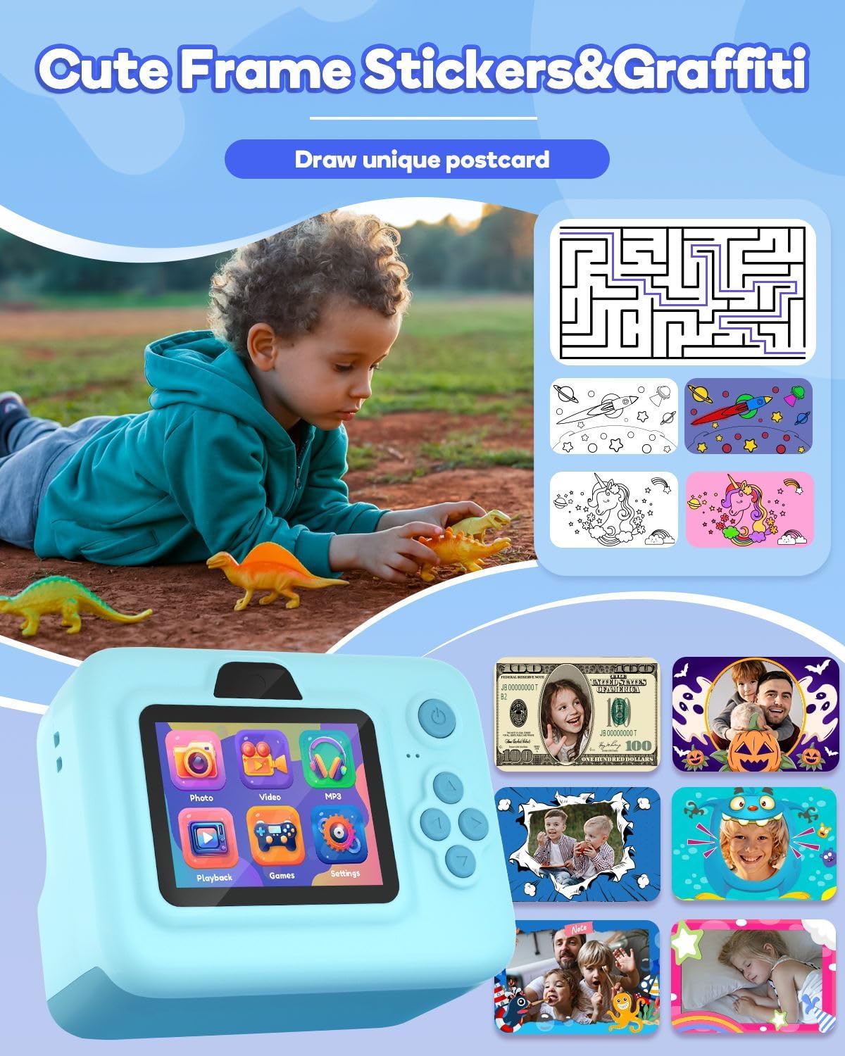 Kids Camera Instant Print,1080P Kids Instant Cameras That Print Photos,Christmas Birthday Gifts for - photo 3