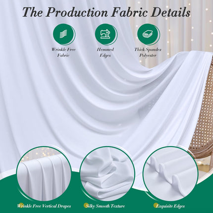 10x10 ft White Wrinkle-Free Backdrop Curtains - detail view