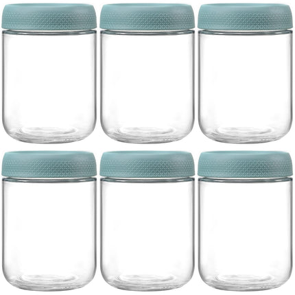 6-pack 16 oz Overnight Oats Containers with Lids, Glass jars with Airtight Lids, Wide mouth Mason Salad jars, Glass Food Storage Containers for Snacks Yogurt Spice Sugar