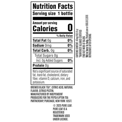 Pure Leaf Iced Tea, Unsweetened Lemon, Real Brewed Tea, Zero Sugar & Zero Calories, 18.5 Fl Oz Bottles (Pack of 12)