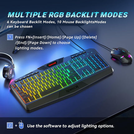 PRO Gaming Keyboard and Mouse, RGB Backlit Programmable Keyboard Mouse with Software, Independent Macro Record Keys, Value Combo Set, New Update Version