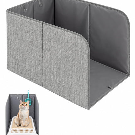 Waterproof Cat Litter Box Enclosure Splash Guard with Removable Mat, Cat Box Enclosure with 2 Hooks for Scoop, Anti-Leakage, Dust Control, Easy to Clean-24.02 x 16.14 x 16.14 inches