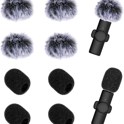 Microphone Cover, 8 PCS Mini Wireless Furry Mic Windscreen & Foam Cover Set Windproof Microphone Windscreen Wind Muff Foam Mic Covers for Lavalier Microphones, to Reduce Plosive Highlight the Vocals