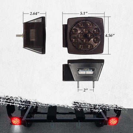 12V Submersible Square Led Trailer Lights Smoked Red Combination Led Stop Tail Brake Turn Signal Light for Trailers Under 80" Boat Trailer Truck Marine Camper RV Snowmobile IP68