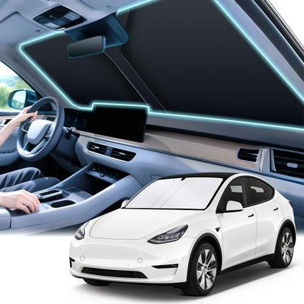 300T Universal Car Windshield Sun Shade, Foldable Reflective for Windshield & Window Shades with Overlapping Design, Car Interior Accessories (58" L x 32" W)