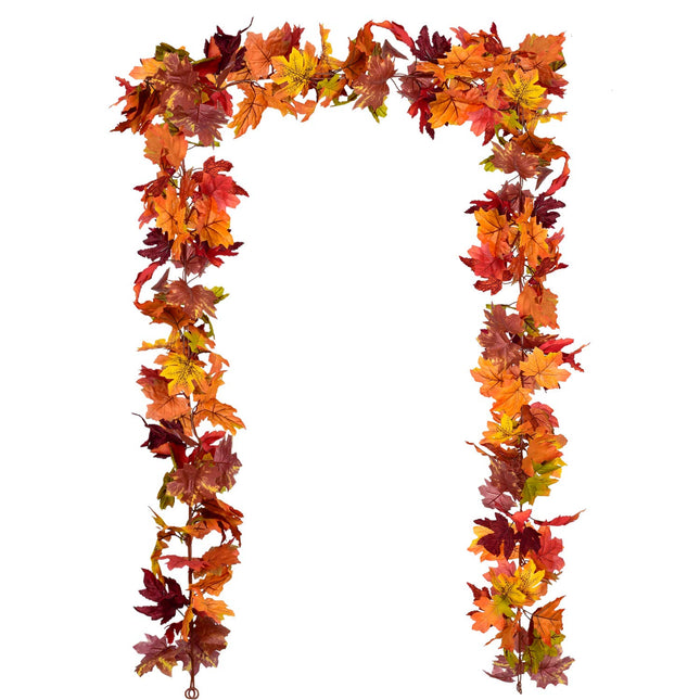 Guirnalda de otoño de hojas de arce, 2 piezas, 5.9Ft por pieza, 7 colores, enredadera colgante artificial de follaje otoñal para decoración de Acción de Gracias para hogar, boda, chimenea, fiesta, Navidad