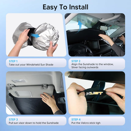 KUST Windshield Sun Shade for Toyota Tacoma Accessories 2016-2025 2026 2Dr 4Dr Pickup Truck, Custom Fit Car Front Window Sunshade Sun Visor Protector Foldable Blocks UV Rays Keep Car Cooler