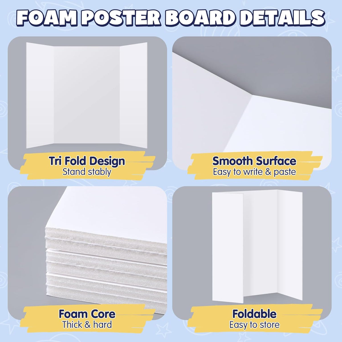 2 Pack White Trifold Poster Board 36" x 48" Foam Core - photo 3