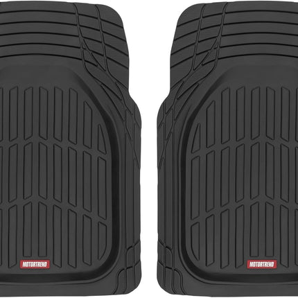 Motor Trend -2 Piece Front Car Floor Mats- Black FlexTough Contour Liners-Deep Dish Heavy Duty Rubber Floor Mats for Car SUV Truck & Van-All Weather Protection, Universal Trim to Fit
