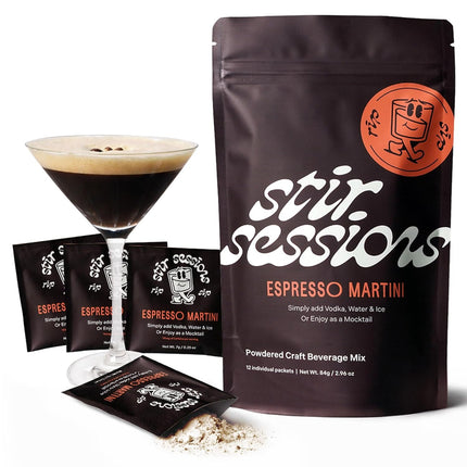 Espresso Martini Drink Mix - 12 Packets | Cocktail Mixers for Alcoholic Drinks | Low-Carb, Low-Sugar, Vegan, Gluten-Free | Travel Mocktail Mixers | Made in the USA