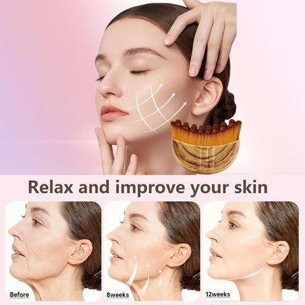 Lymphatic Contour Face Brush(2-PCS),Super Soft Manual Lymphatic Drainage Massager for Sculpting, Relieve Fatigue & Reduce Puffiness, with Portable Case Suitable for Facial Cleansing and Massage