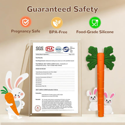 Easter Baby Teething Tube Toys, Silicone Bunny & Carrot Teether Toys for Newborns & Infants 3-6 6-12 Months, Baby's First Easter Gifts, Easter Basket Stuffers Toys for Baby Boys Girls
