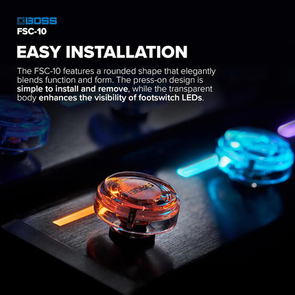 BOSS FSC-10 | Footswitch Caps | 10 Pieces | Transparent & Rugged Design | Enhances LED Visibility | Easy Installation & Removal | Compatible with Select BOSS Multi-FX, Pedals, Switchers & More