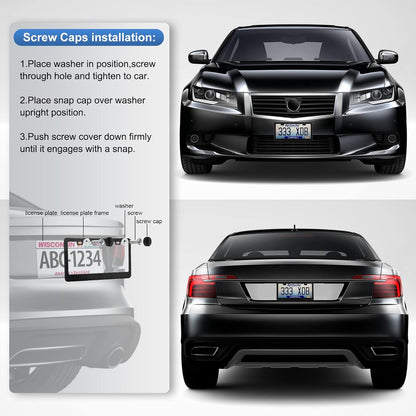 2 Pack License Plate Frames, Stainless Steel Car License Plate Cover Car Accessories with Screw Caps - photo 5