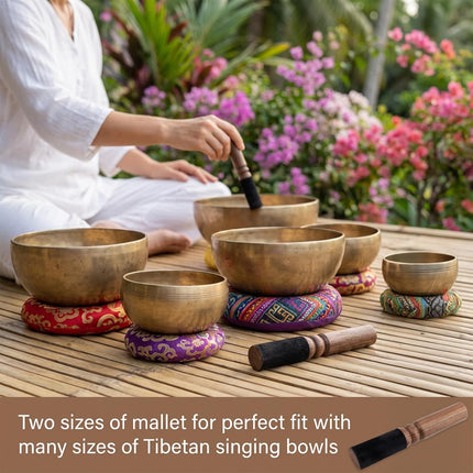 Tibetan Singing Bowl Mallet - Suedes & Leather Wrapped Wooden Strikers, Meditation Mallet Sound Bowl Stick Buddhas Musical Instruments for Meditation Bowls, Yoga, Sound Healing & Relaxation