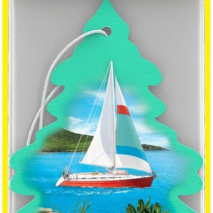 Little Trees Cardboard Hanging Car, Home & Office Air Freshener, Bayside Breeze (Pack of 6)