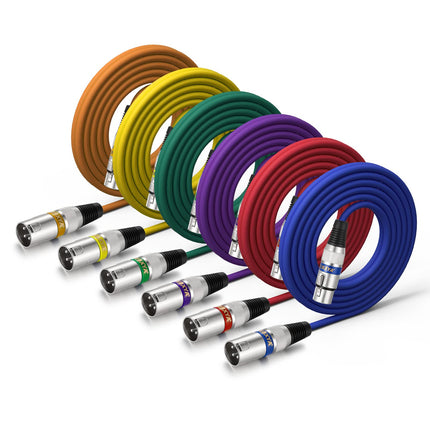 XLR Cable 15ft 4 Pack - 3 Pin Balanced Male to Female Mic Cable