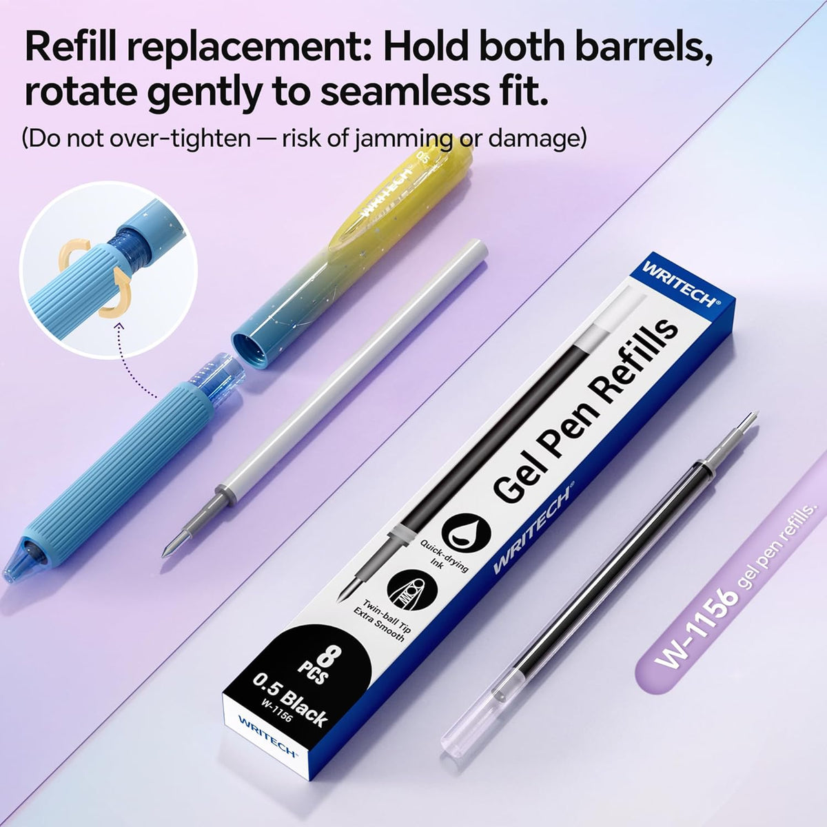 Gel Pens Fine Point: Pen Set 0.7mm Black Ink Retractable 6ct Smooth Writing with Aesthetic Gradient - photo 5