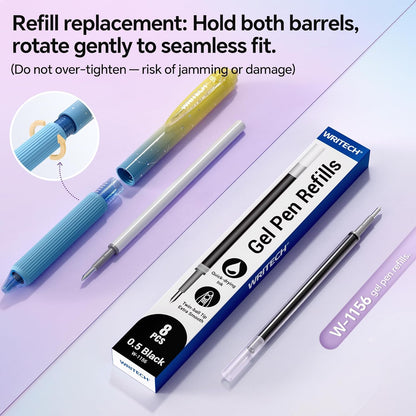 Gel Pens Fine Point: Pen Set 0.7mm Black Ink Retractable 6ct Smooth Writing with Aesthetic Gradient - photo 5