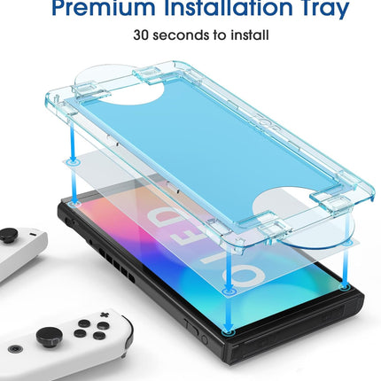 amFilm Auto-Alignment OneTouch for Nintendo Switch OLED Screen Protector [7.0"] 2021, Tempered Glass, 30 Seconds Installation, Bubble Free, Scratch Resistant, Touch Sensitive, Matte [2 Pack]