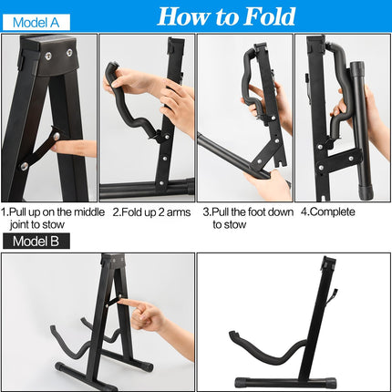 DkOvn 1/2/4 Pack Guitar Stand, A-Frame Folding Guitar Stand with Non-Slip Rubber and Foam Arms, for Acoustic Guitar, Electric Guitar, Bass, Ukulele, Banjo