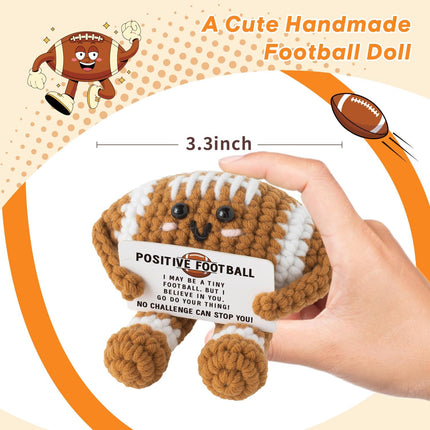 Positive Football Crochet - Handmade Football Gifts for Men Women Son Daughter - Emotional Inspirational Support Gift for Teammate Coach Boyfriend Brother