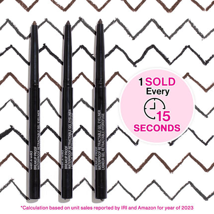 wet n wild Mega Last Breakup Proof Retractable Eyeliner - Ultra-Fine Brush, Waterproof,16-Hour Long-Lasting Wear - Cruelty-Free & Vegan - Black